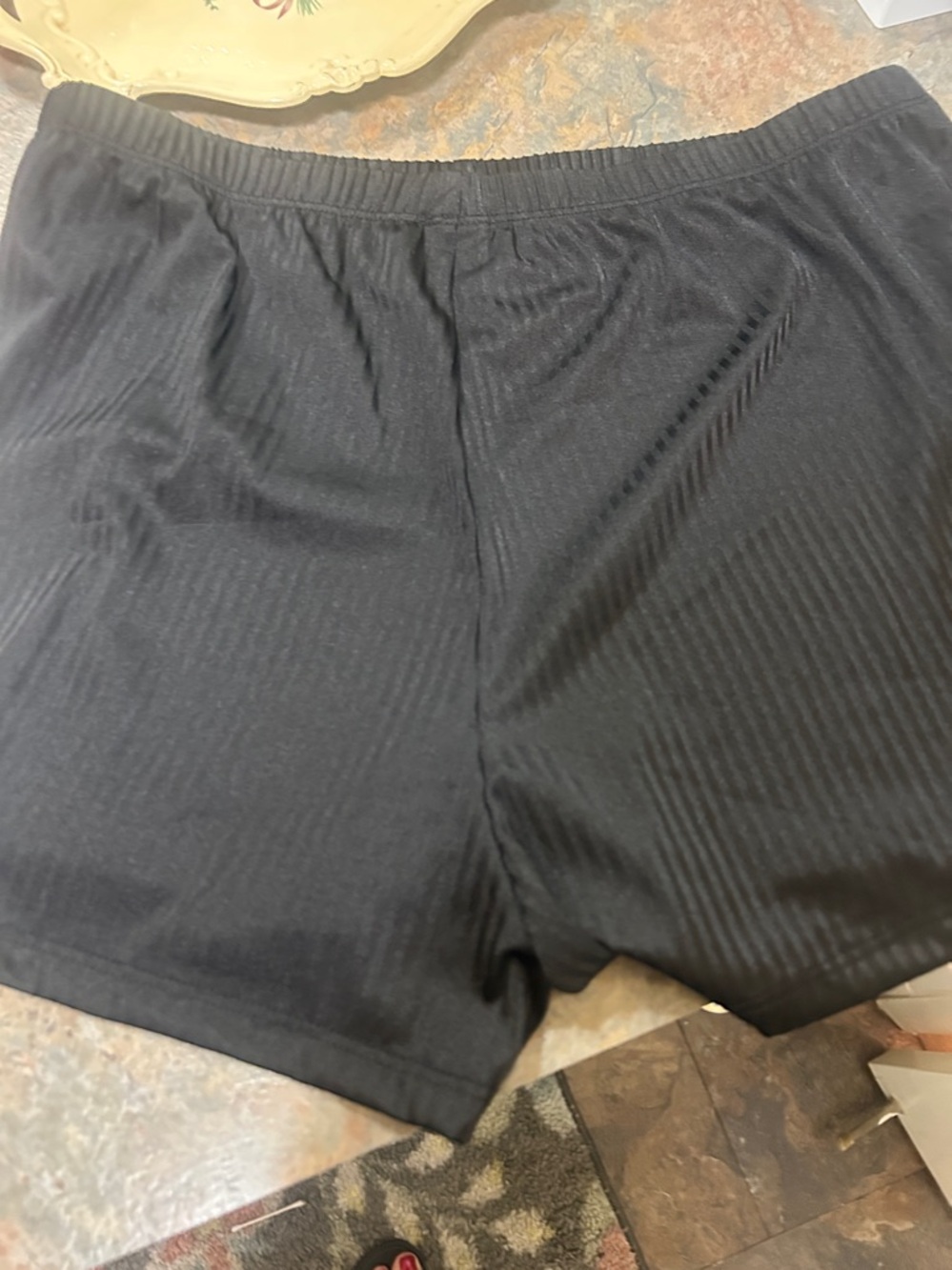 Black Ribbed Satin Cami and Shorts Set by Nicole Miller New York - Picture 4 of 6